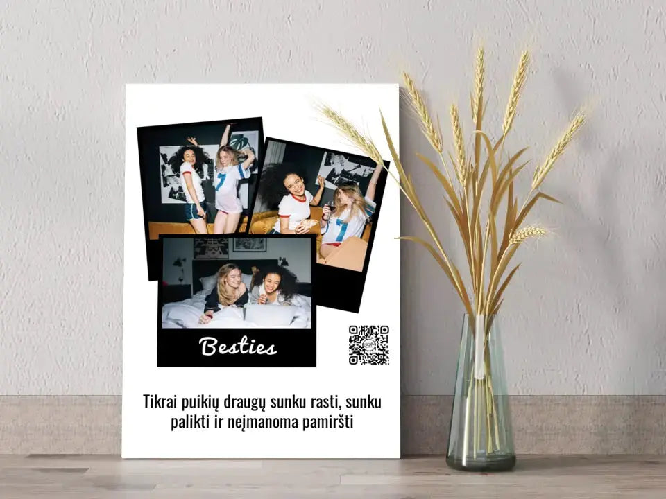 Personalizuotas "Besties" kūrinys ant drobės su jūsų nuotrauka ir tekstu  Drobe -  dovanokis.lt