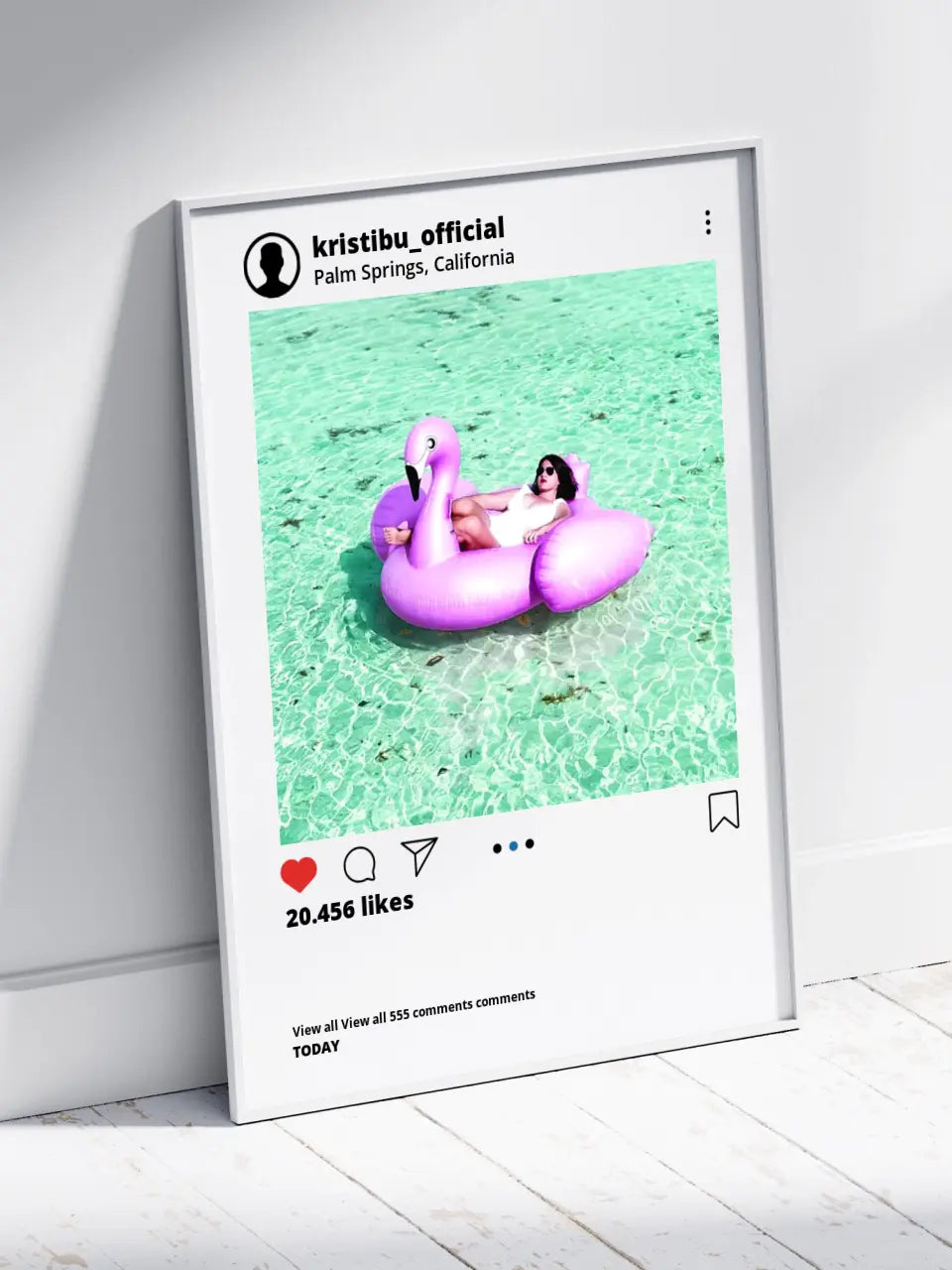 Personalizuotas "Instagram" dizaino įrėmintas plakatas su jūsų nuotrauka ir tekstu