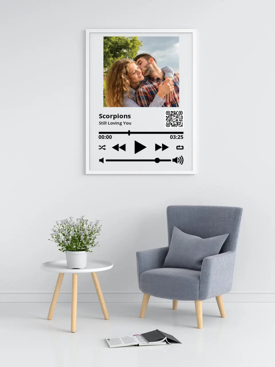 Personalizuotas "So Player" muzikos grotuvo įrėmintas plakatas su jūsų nuotrauka ir daina