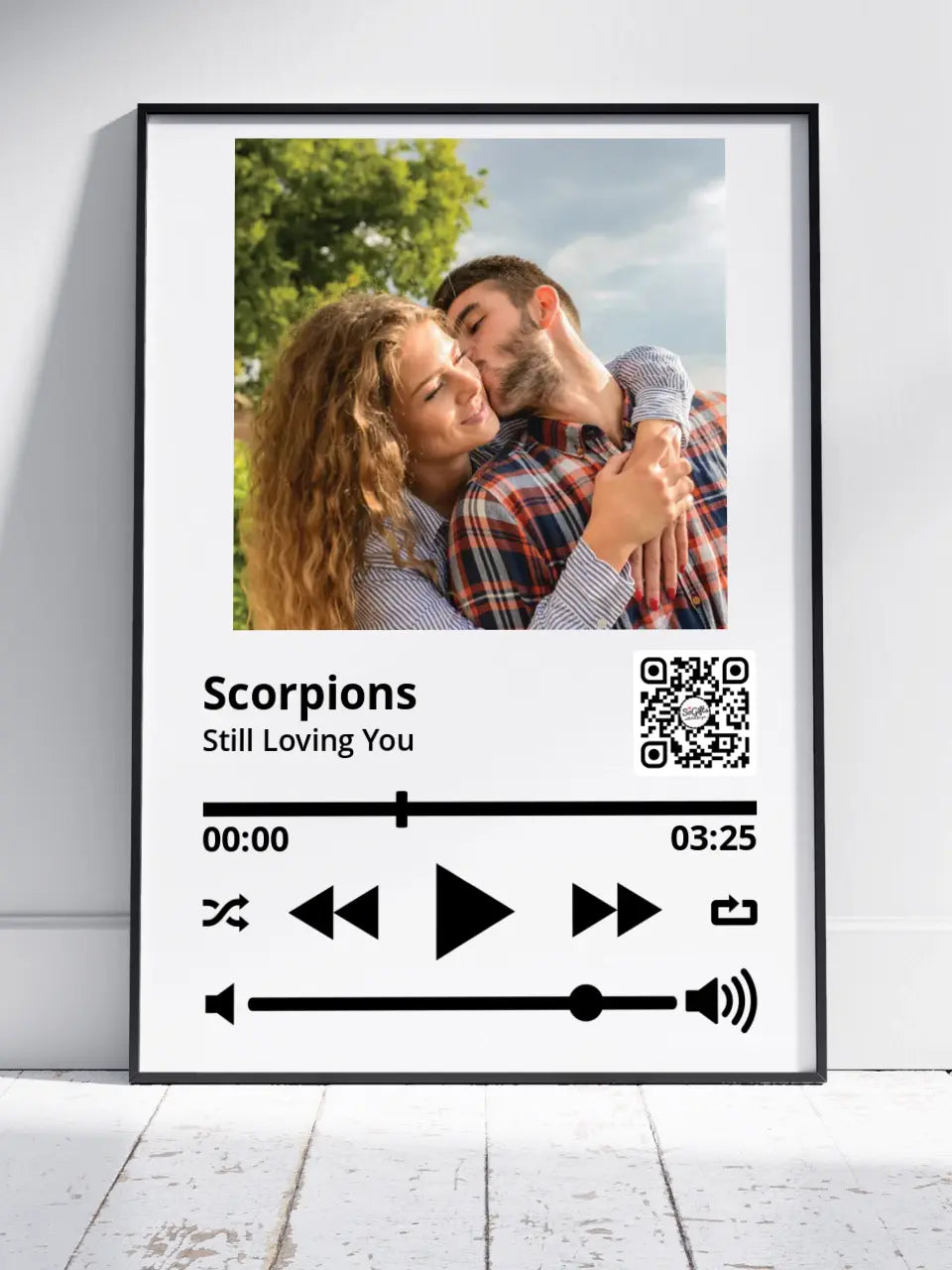 Personalizuotas "So Player" muzikos grotuvo įrėmintas plakatas su jūsų nuotrauka ir daina