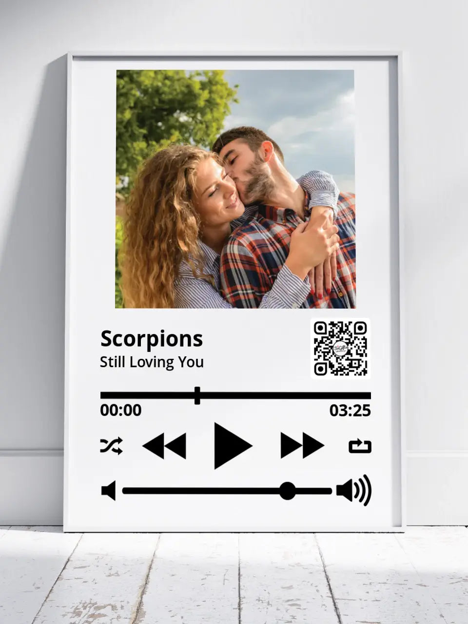 Personalizuotas "So Player" muzikos grotuvo įrėmintas plakatas su jūsų nuotrauka ir daina