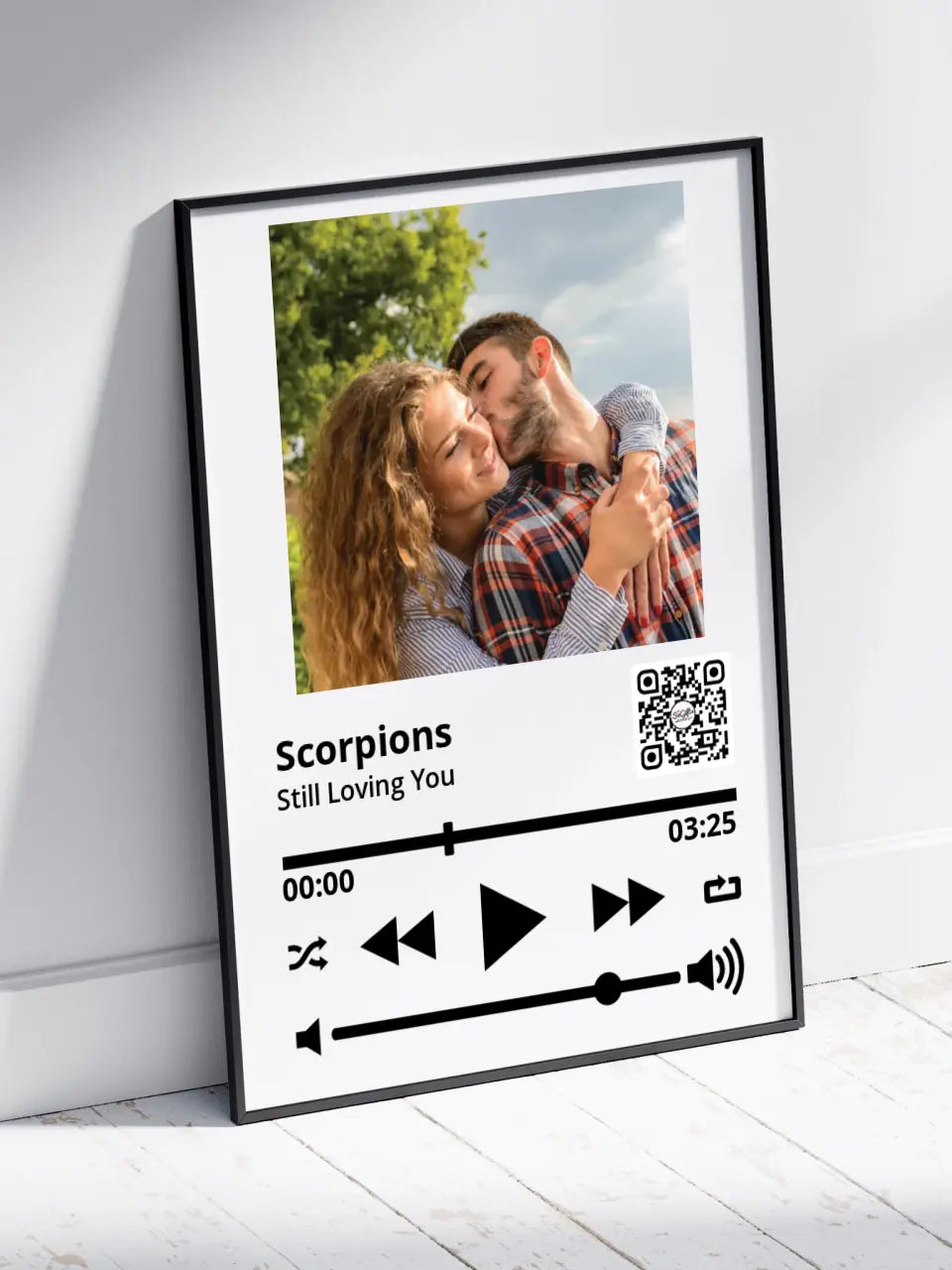 Personalizuotas "So Player" muzikos grotuvo įrėmintas plakatas su jūsų nuotrauka ir daina
