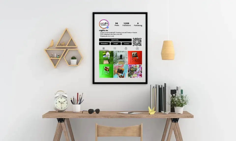 Personalizuotas "Instagram Profilis" dizaino įrėmintas plakatas su jūsų nuotraukamis ir tekstu  Posteris(Plakatas) -  dovanokis.lt