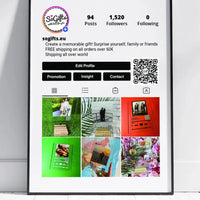 Personalizuotas "Instagram Profilis" dizaino įrėmintas plakatas su jūsų nuotraukamis ir tekstu  Posteris(Plakatas) -  dovanokis.lt
