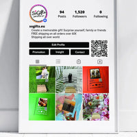 Personalizuotas "Instagram Profilis" dizaino įrėmintas plakatas su jūsų nuotraukamis ir tekstu  Posteris(Plakatas) -  dovanokis.lt