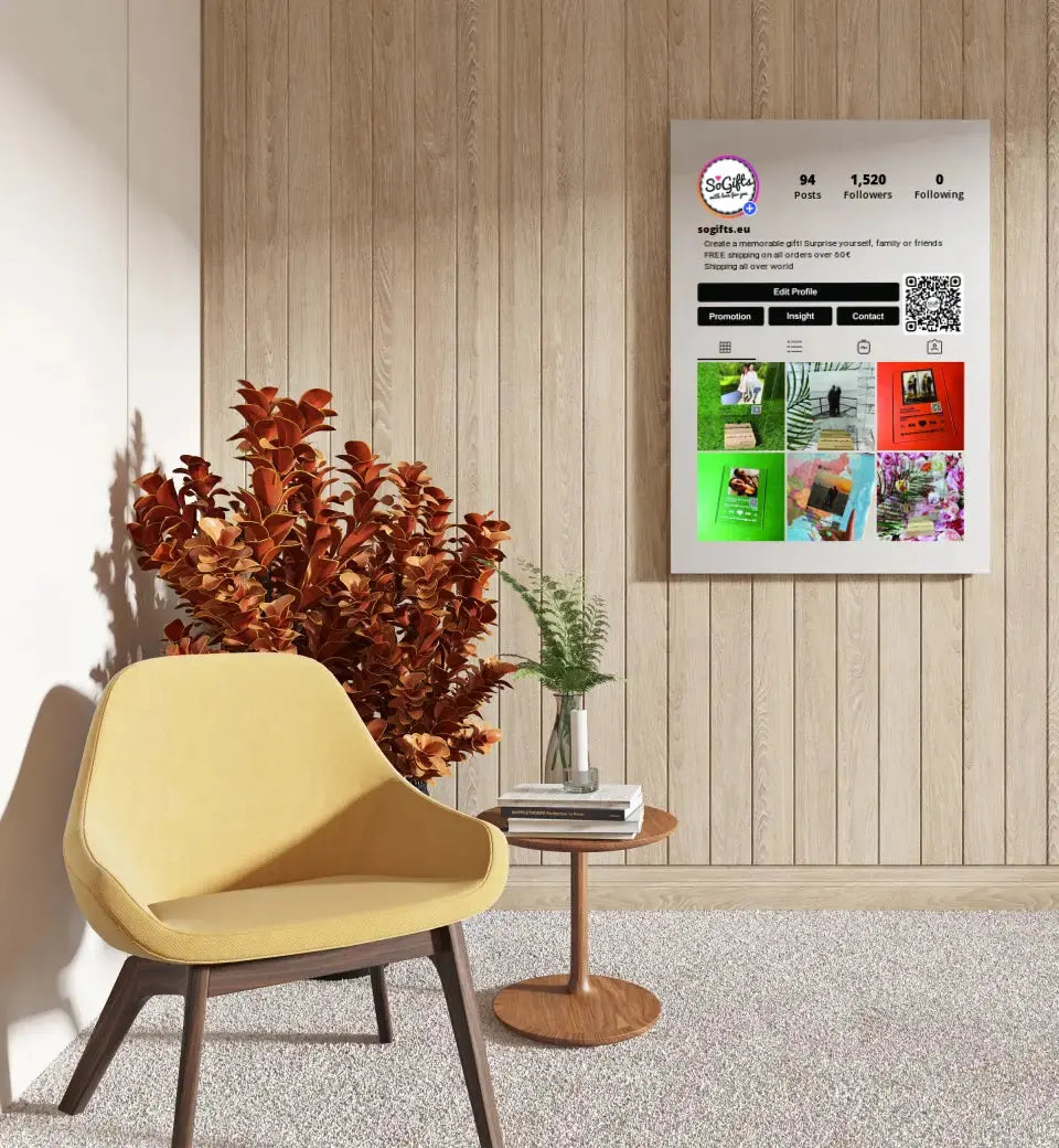 Personalizuotas "Instagram Profilio" dizaino kūrinys ant drobės su jūsų nuotraukomis  Drobe -  dovanokis.lt