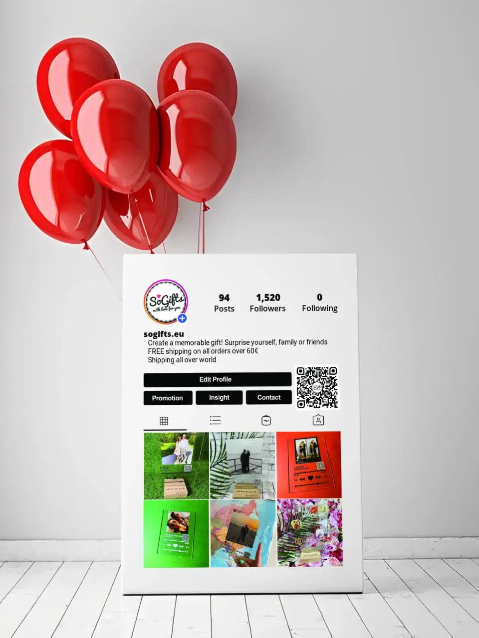 Personalizuotas "Instagram Profilio" dizaino kūrinys ant drobės su jūsų nuotraukomis  Drobe -  dovanokis.lt