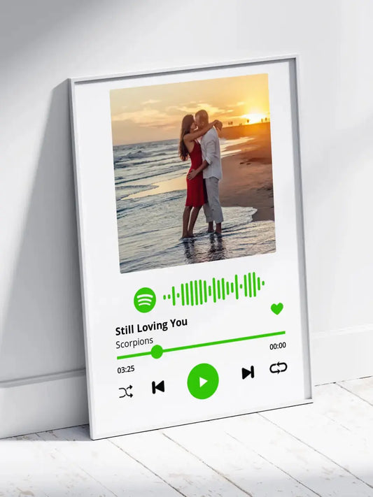 Personalizuotas Spotify muzikos grotuvo įrėmintas plakatas su jūsų nuotrauka, daina ir spotify kodu  Posteris(Plakatas) -  dovanokis.lt