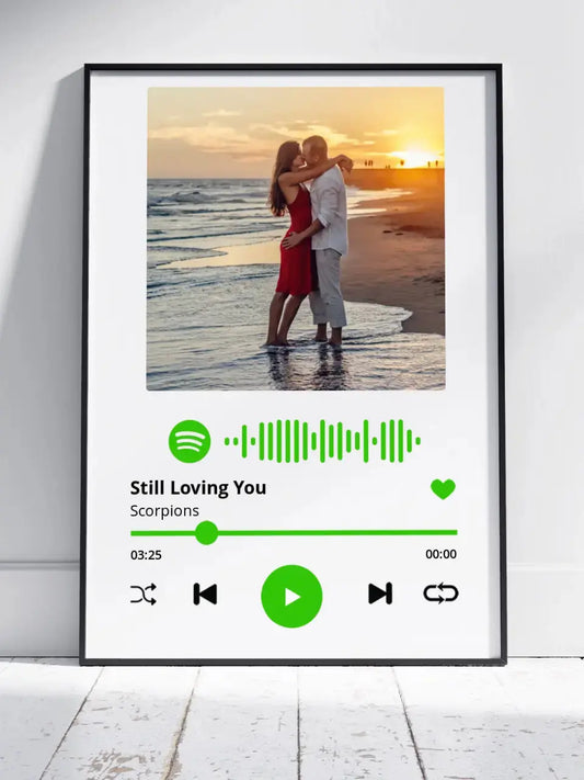 Personalizuotas Spotify muzikos grotuvo įrėmintas plakatas su jūsų nuotrauka, daina ir spotify kodu  Posteris(Plakatas) -  dovanokis.lt