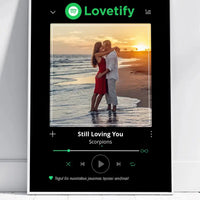 Personalizuotas Lovetify muzikos grotuvo įrėmintas plakatas su jūsų nuotrauka ir daina  Posteris(Plakatas) -  dovanokis.lt