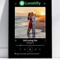 Personalizuotas Lovetify muzikos grotuvo įrėmintas plakatas su jūsų nuotrauka ir daina  Posteris(Plakatas) -  dovanokis.lt