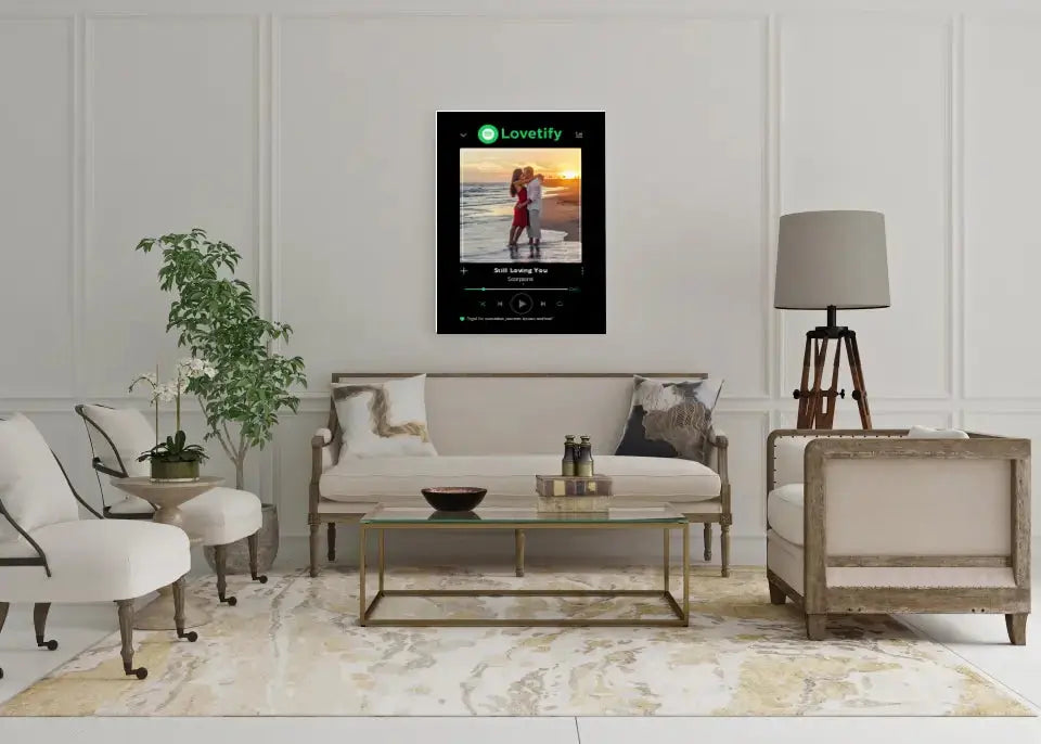 Personalizuotas Lovetify muzikos grotuvas ant drobės su jūsų nuotrauka ir daina  Drobe -  dovanokis.lt