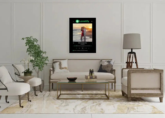 Personalizuotas Lovetify muzikos grotuvas ant drobės su jūsų nuotrauka ir daina  Drobe -  dovanokis.lt