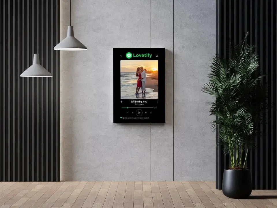 Personalizuotas Lovetify muzikos grotuvas ant drobės su jūsų nuotrauka ir daina  Drobe -  dovanokis.lt