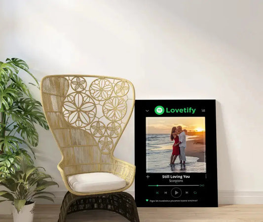 Personalizuotas Lovetify muzikos grotuvas ant drobės su jūsų nuotrauka ir daina  Drobe -  dovanokis.lt