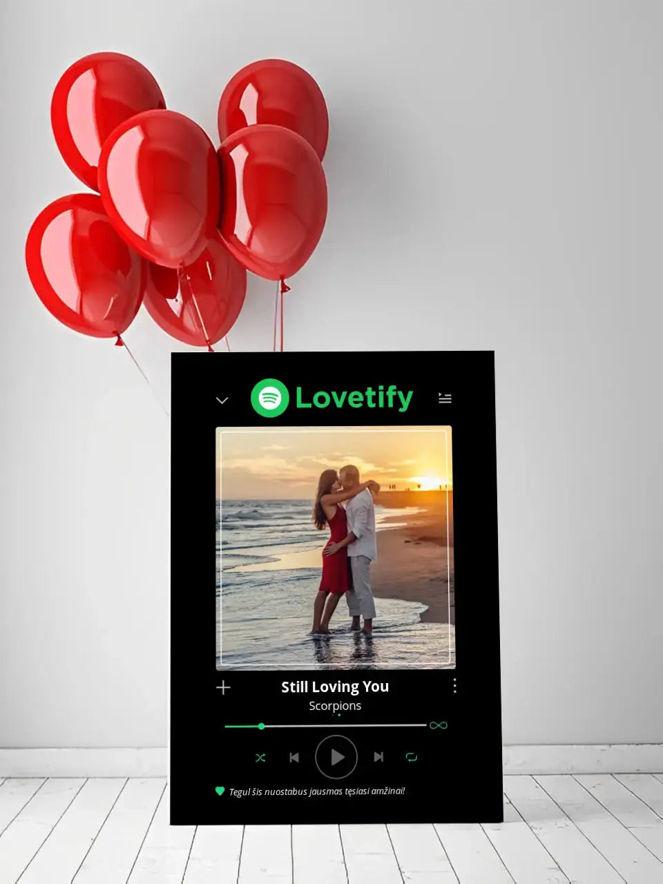 Personalizuotas Lovetify muzikos grotuvas ant drobės su jūsų nuotrauka ir daina  Drobe -  dovanokis.lt