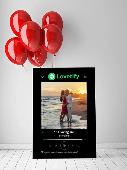 Personalizuotas Lovetify muzikos grotuvas ant drobės su jūsų nuotrauka ir daina  Drobe -  dovanokis.lt