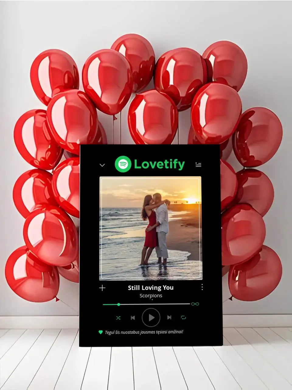 Personalizuotas Lovetify muzikos grotuvas ant drobės su jūsų nuotrauka ir daina  Drobe -  dovanokis.lt