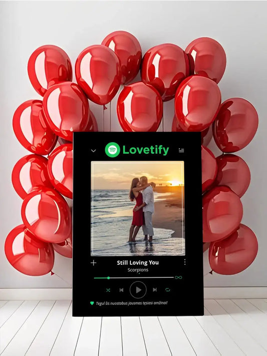 Personalizuotas Lovetify muzikos grotuvas ant drobės su jūsų nuotrauka ir daina  Drobe -  dovanokis.lt