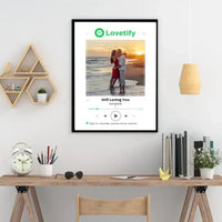 Personalizuotas Lovetify muzikos grotuvo įrėmintas plakatas su jūsų nuotrauka ir daina  Posteris(Plakatas) -  dovanokis.lt