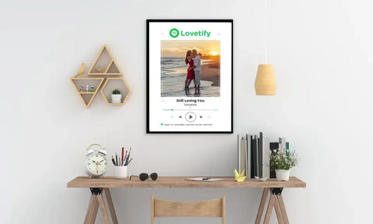 Personalizuotas Lovetify muzikos grotuvo įrėmintas plakatas su jūsų nuotrauka ir daina  Posteris(Plakatas) -  dovanokis.lt
