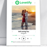 Personalizuotas Lovetify muzikos grotuvo įrėmintas plakatas su jūsų nuotrauka ir daina  Posteris(Plakatas) -  dovanokis.lt