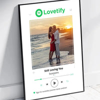 Personalizuotas Lovetify muzikos grotuvo įrėmintas plakatas su jūsų nuotrauka ir daina  Posteris(Plakatas) -  dovanokis.lt