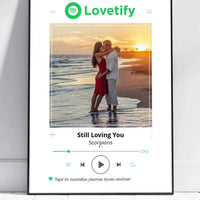 Personalizuotas Lovetify muzikos grotuvo įrėmintas plakatas su jūsų nuotrauka ir daina  Posteris(Plakatas) -  dovanokis.lt