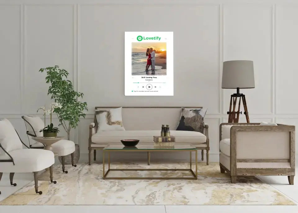 Personalizuotas Lovetify muzikos grotuvas ant drobės su jūsų nuotrauka ir daina  Drobe -  dovanokis.lt