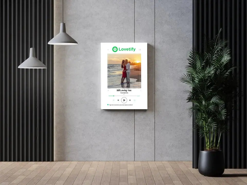 Personalizuotas Lovetify muzikos grotuvas ant drobės su jūsų nuotrauka ir daina  Drobe -  dovanokis.lt