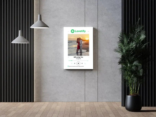 Personalizuotas Lovetify muzikos grotuvas ant drobės su jūsų nuotrauka ir daina  Drobe -  dovanokis.lt