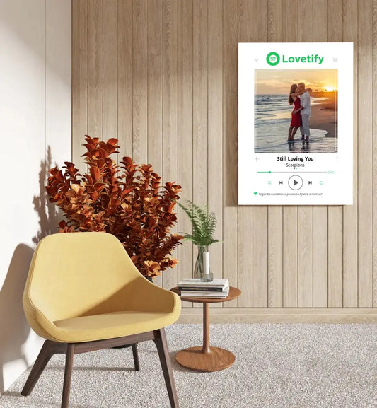 Personalizuotas Lovetify muzikos grotuvas ant drobės su jūsų nuotrauka ir daina  Drobe -  dovanokis.lt