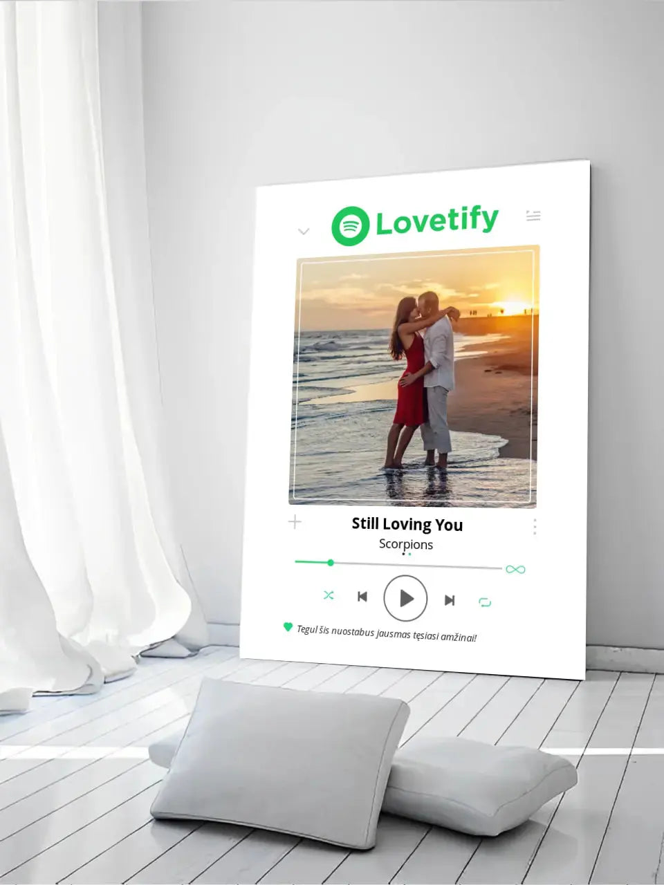 Personalizuotas Lovetify muzikos grotuvas ant drobės su jūsų nuotrauka ir daina  Drobe -  dovanokis.lt