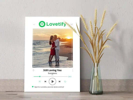 Personalizuotas Lovetify muzikos grotuvas ant drobės su jūsų nuotrauka ir daina  Drobe -  dovanokis.lt