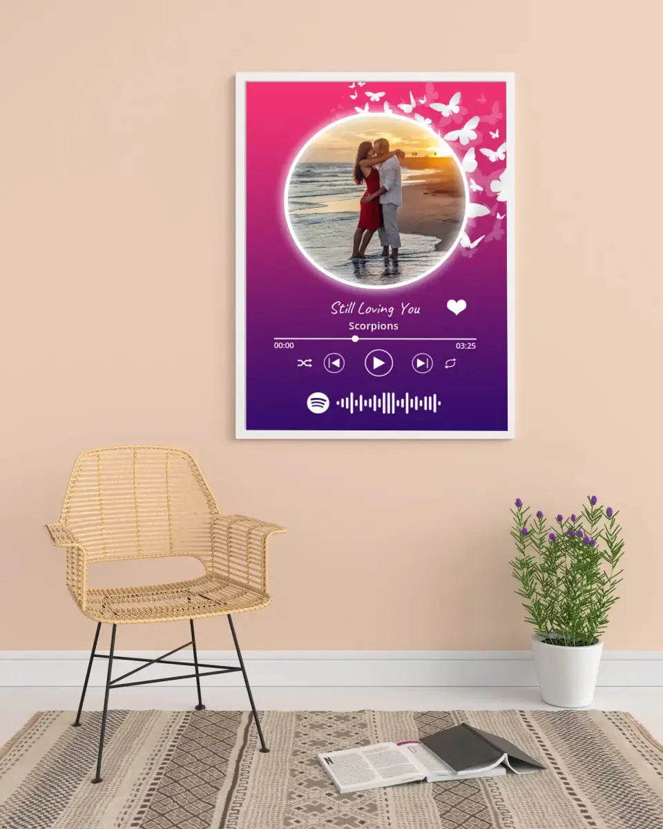 Personalizuotas Spotify muzikos grotuvo įrėmintas plakatas su jūsų nuotrauka, daina ir spotify kodu  Posteris(Plakatas) -  dovanokis.lt