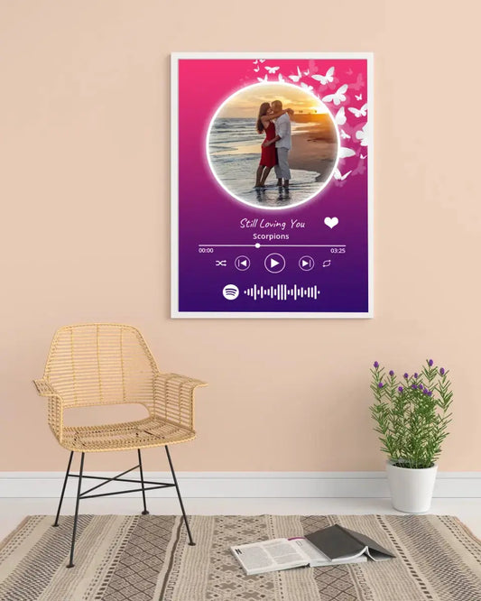 Personalizuotas Spotify muzikos grotuvo įrėmintas plakatas su jūsų nuotrauka, daina ir spotify kodu  Posteris(Plakatas) -  dovanokis.lt