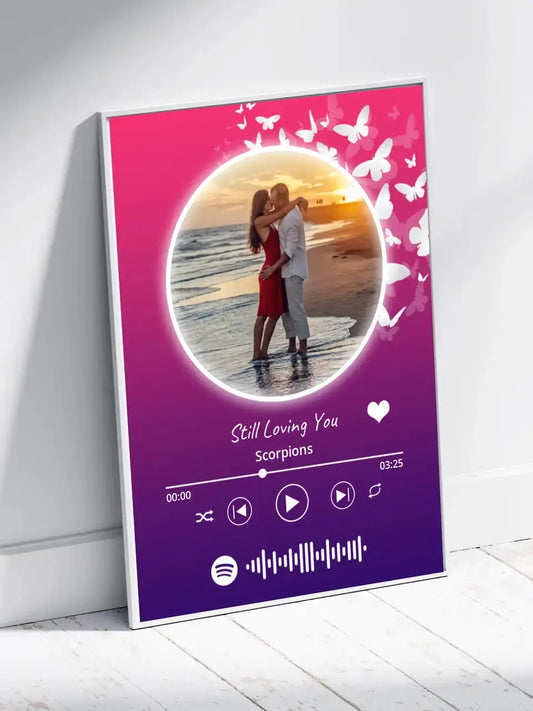 Personalizuotas Spotify muzikos grotuvo įrėmintas plakatas su jūsų nuotrauka, daina ir spotify kodu  Posteris(Plakatas) -  dovanokis.lt