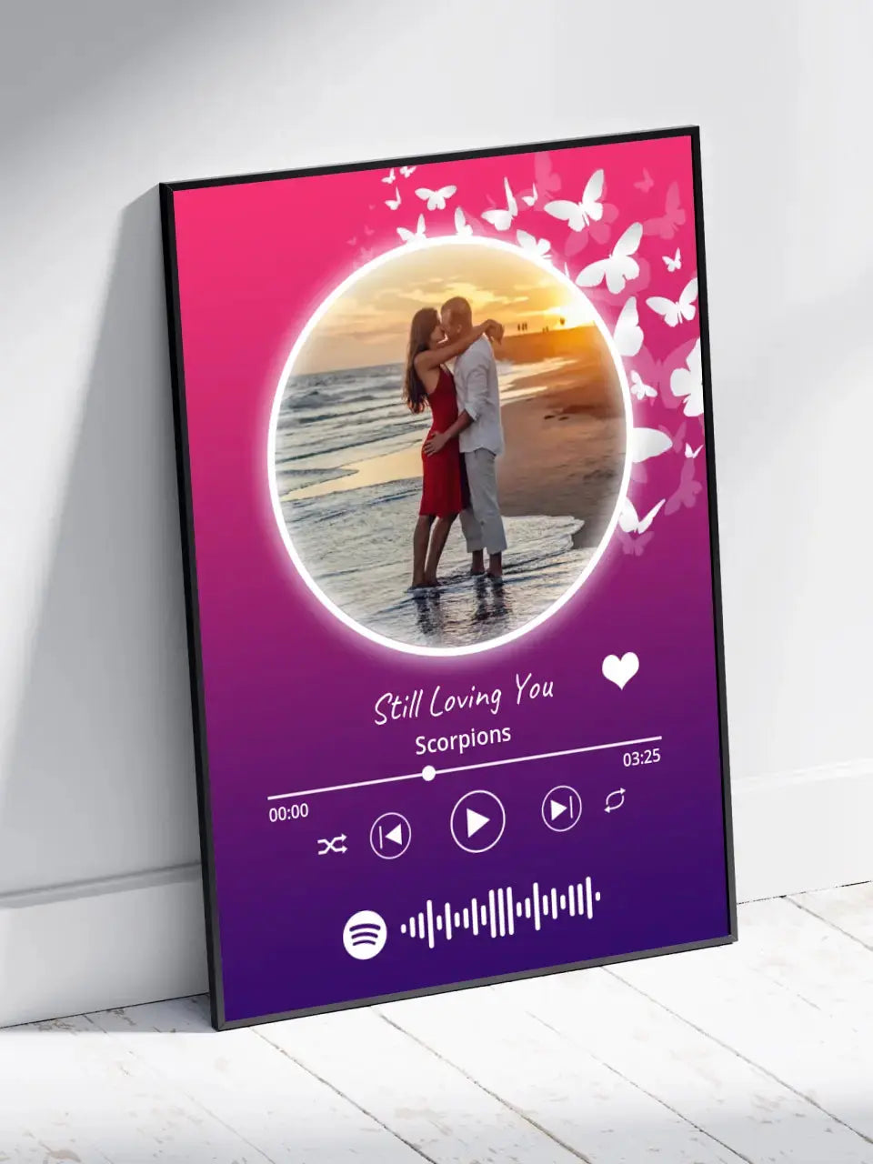 Personalizuotas Spotify muzikos grotuvo įrėmintas plakatas su jūsų nuotrauka, daina ir spotify kodu  Posteris(Plakatas) -  dovanokis.lt
