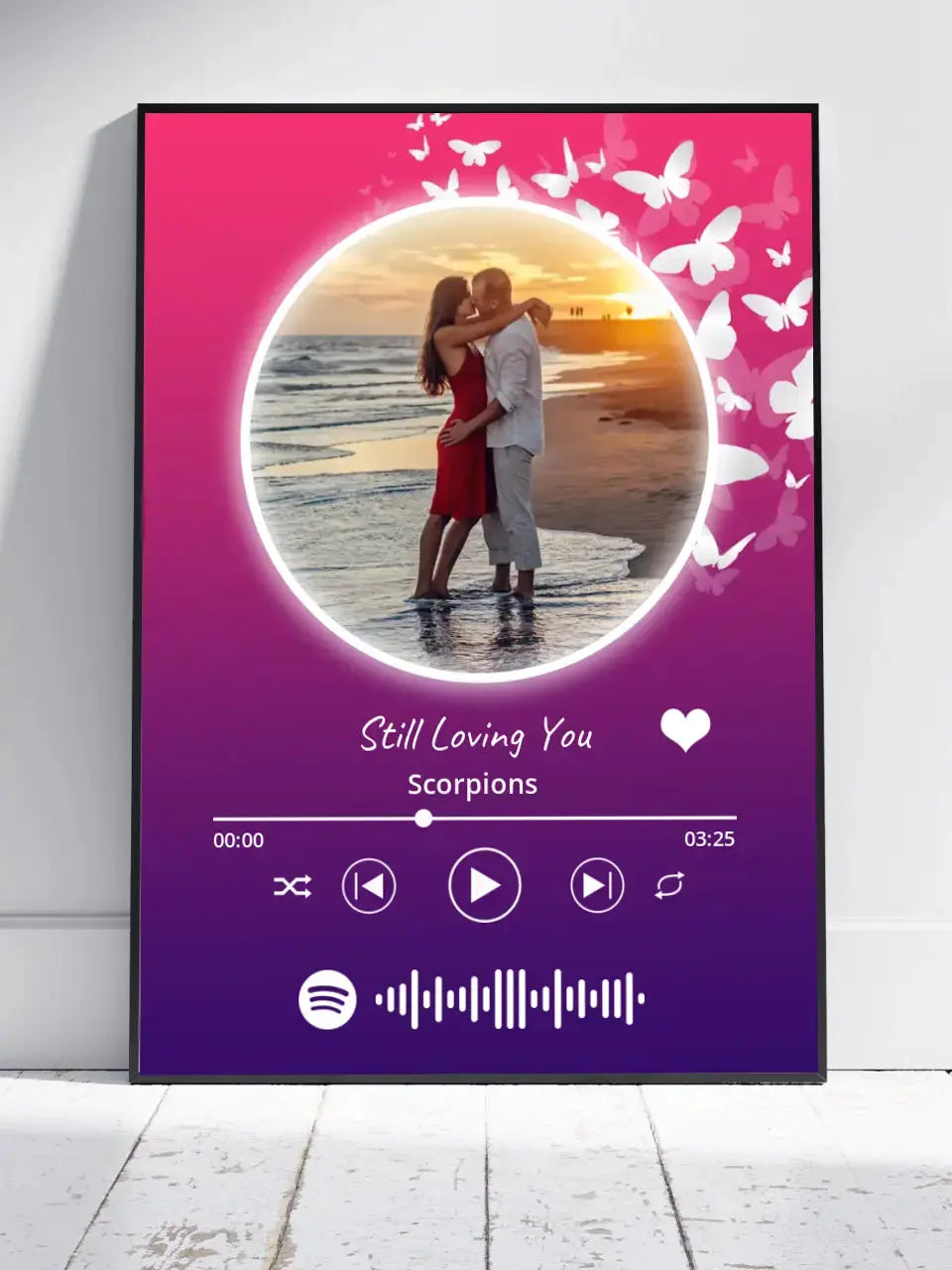 Personalizuotas Spotify muzikos grotuvo įrėmintas plakatas su jūsų nuotrauka, daina ir spotify kodu  Posteris(Plakatas) -  dovanokis.lt