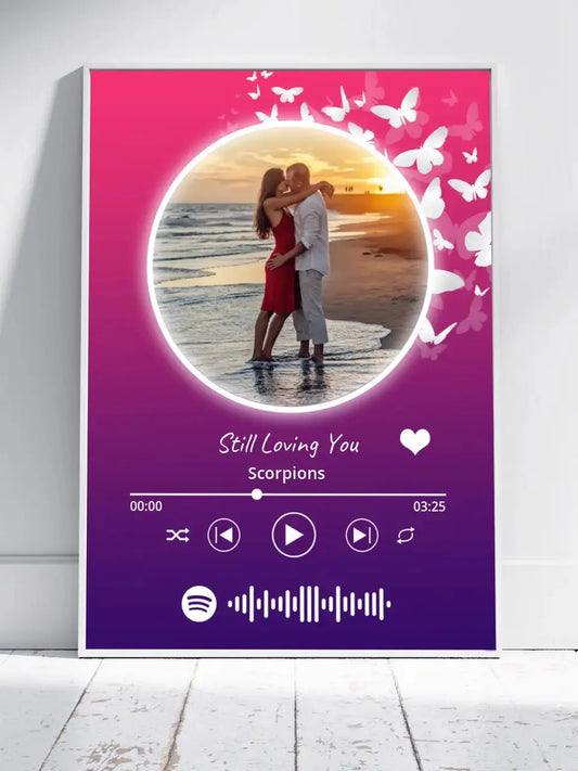 Personalizuotas Spotify muzikos grotuvo įrėmintas plakatas su jūsų nuotrauka, daina ir spotify kodu  Posteris(Plakatas) -  dovanokis.lt