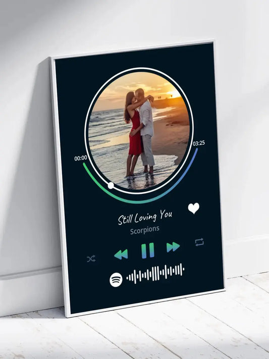 Personalizuotas Spotify muzikos grotuvo įrėmintas plakatas su jūsų nuotrauka, daina ir spotify kodu  Posteris(Plakatas) -  dovanokis.lt