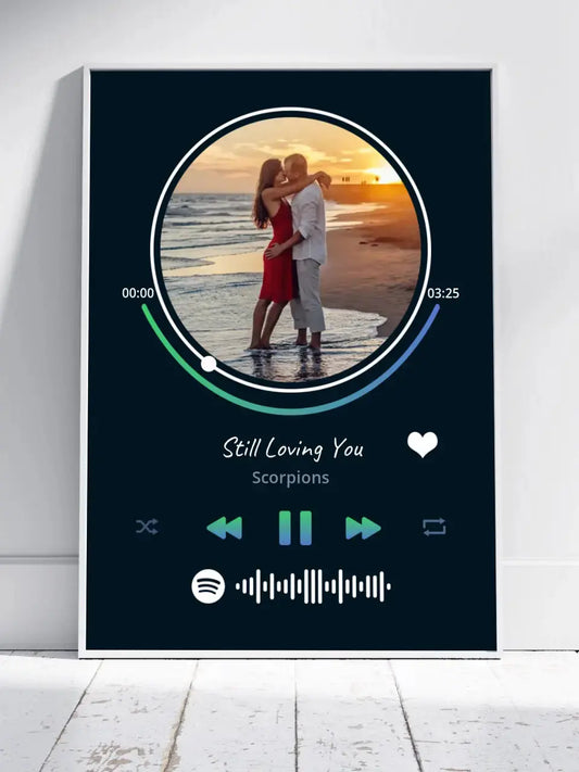 Personalizuotas Spotify muzikos grotuvo įrėmintas plakatas su jūsų nuotrauka, daina ir spotify kodu  Posteris(Plakatas) -  dovanokis.lt