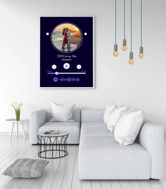 Personalizuotas Spotify muzikos grotuvo įrėmintas plakatas su jūsų nuotrauka, daina ir spotify kodu  Posteris(Plakatas) -  dovanokis.lt