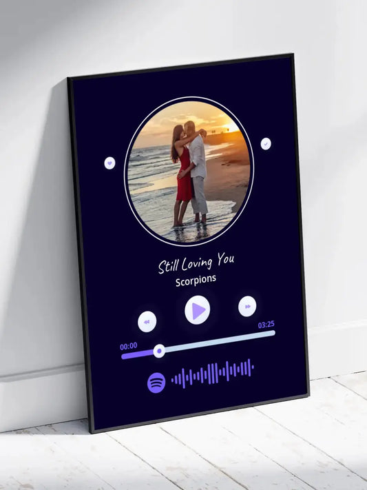 Personalizuotas Spotify muzikos grotuvo įrėmintas plakatas su jūsų nuotrauka, daina ir spotify kodu  Posteris(Plakatas) -  dovanokis.lt