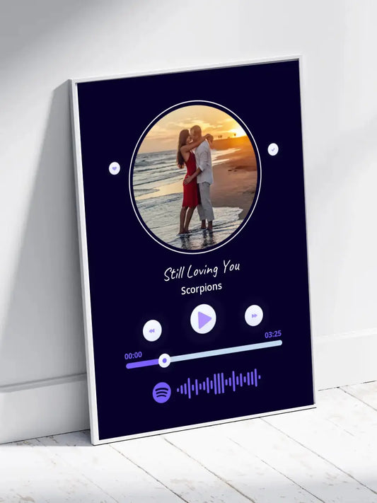 Personalizuotas Spotify muzikos grotuvo įrėmintas plakatas su jūsų nuotrauka, daina ir spotify kodu  Posteris(Plakatas) -  dovanokis.lt