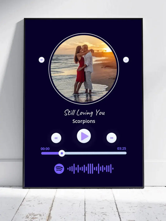 Personalizuotas Spotify muzikos grotuvo įrėmintas plakatas su jūsų nuotrauka, daina ir spotify kodu  Posteris(Plakatas) -  dovanokis.lt