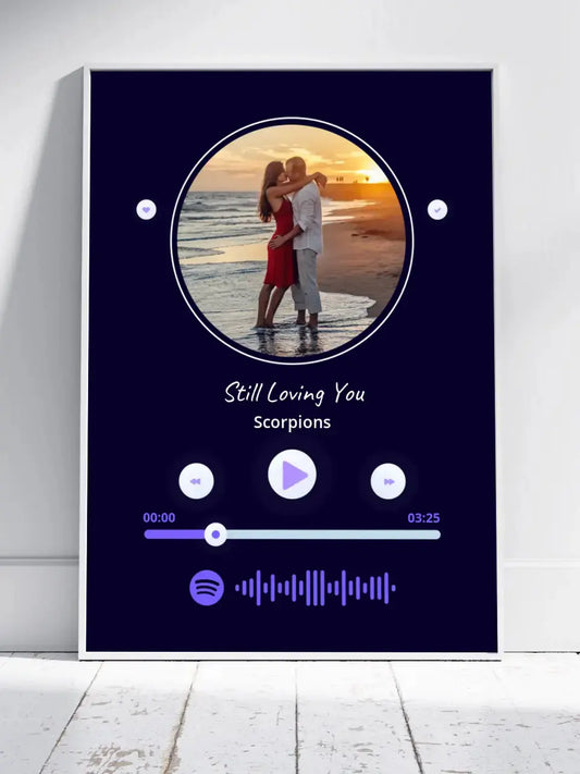 Personalizuotas Spotify muzikos grotuvo įrėmintas plakatas su jūsų nuotrauka, daina ir spotify kodu  Posteris(Plakatas) -  dovanokis.lt