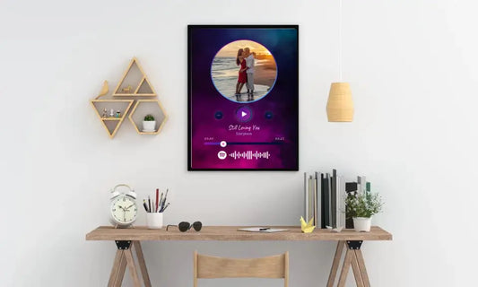 Personalizuotas Spotify muzikos grotuvo įrėmintas plakatas su jūsų nuotrauka, daina ir spotify kodu  Posteris(Plakatas) -  dovanokis.lt