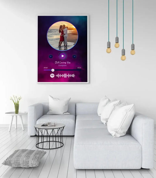 Personalizuotas Spotify muzikos grotuvo įrėmintas plakatas su jūsų nuotrauka, daina ir spotify kodu  Posteris(Plakatas) -  dovanokis.lt