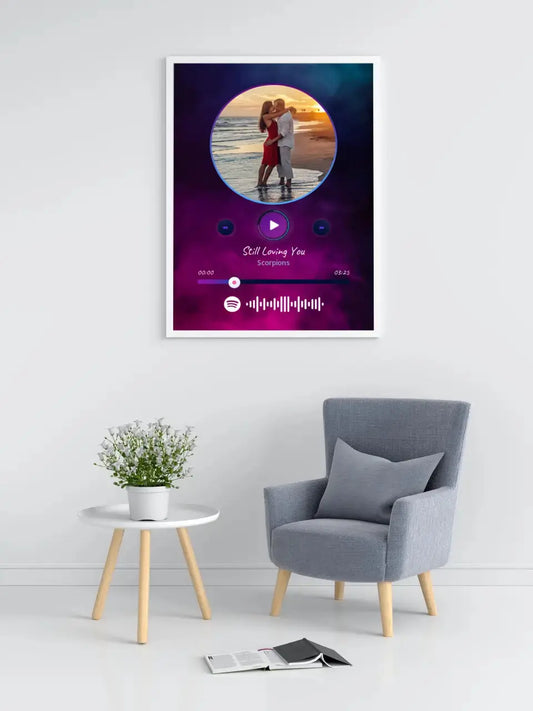 Personalizuotas Spotify muzikos grotuvo įrėmintas plakatas su jūsų nuotrauka, daina ir spotify kodu  Posteris(Plakatas) -  dovanokis.lt
